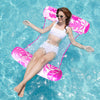 Sloosh Hammock Pool Floats Adults, 4-In-1 Multi-Purpose Inflatable Pool Floaties Pvc Water Hammock Lounge (Tropical Leaves-Pink)