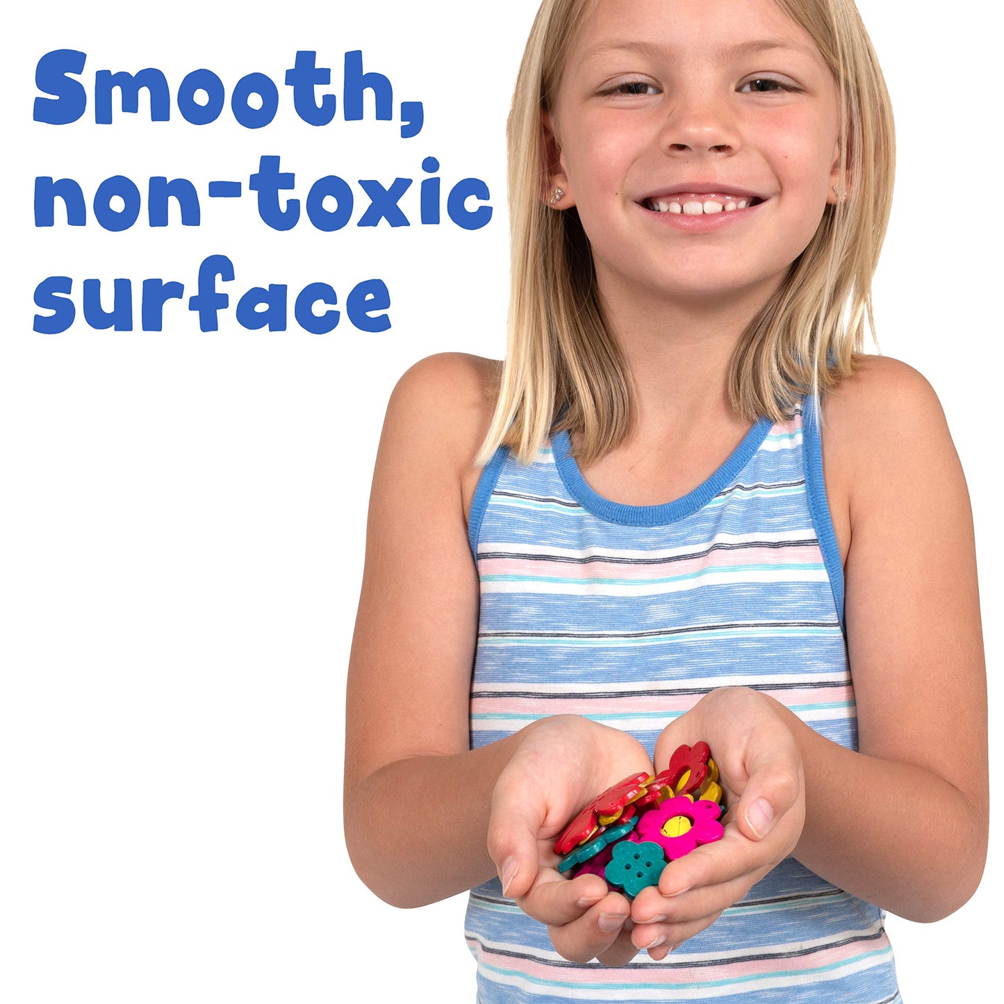 Ready 2 Learn Coconut Flowers - Set Of 50 - 6 Shapes - 5 Colors - Natural, Hand Made Counters For Kids - Use For Crafts And Jewl