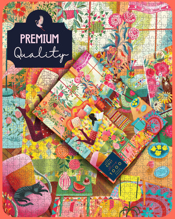 Elena Essex Puzzles for mature-themeds 1000 Pieces - Cozy Living 1000 Piece Puzzle for mature-themeds Colorful Rainbow Relaxing Retreat My Haven Puzzle Size 20x28 inches