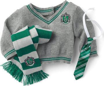 American Girl 18-inch Harry Potter Doll Slytherin Outfit, Gray/Green/Silver Sweater, Tie, Scarf - Model HLH33, Ages 6+