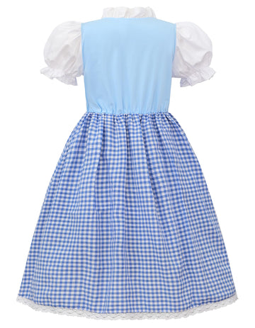 Relibeauty Kids Girls Dirndl Dress Oktoberfest Costume German For Girls,Blue & Pink,150