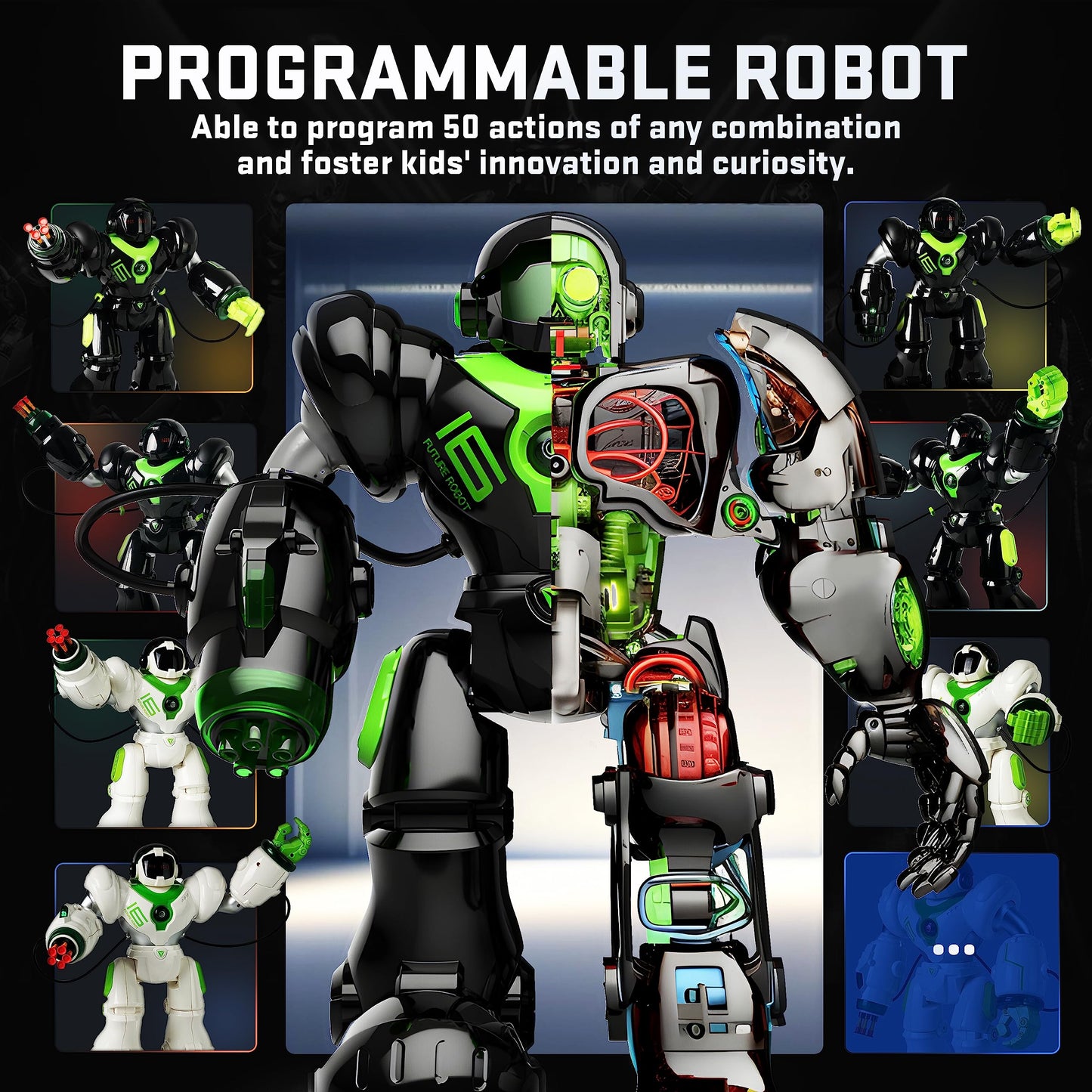 BEZGAR TR300 Robot Toys for Kids - Smart Programmable, Dancing Remote Control Emo Robot with 22 Actions, Supporting 78 Changing