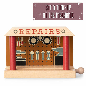Wooden Train Track Mechanic & Station Service Building - Conductor Carl 2-in-1 Mechanic Service & Train Station for Customizing