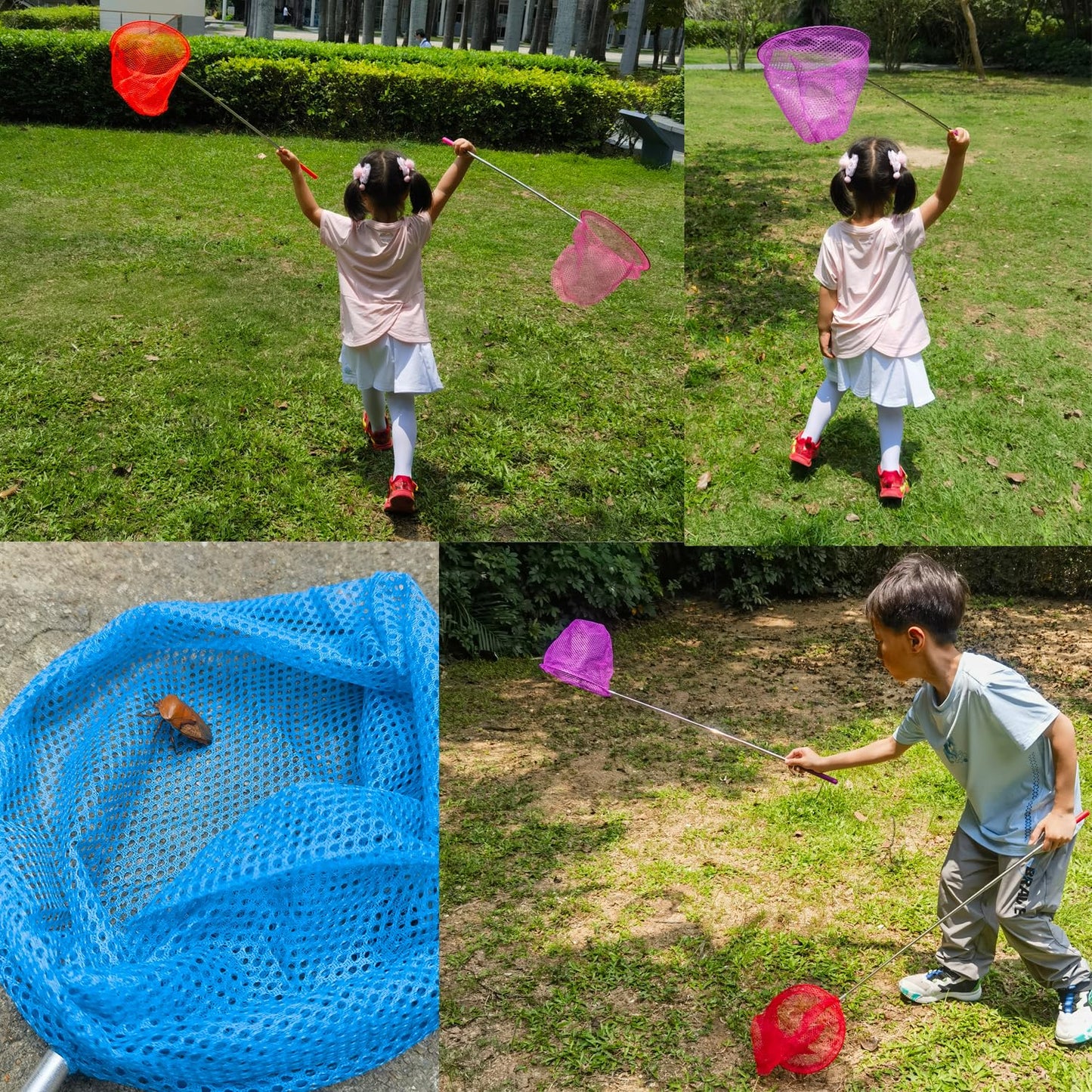 2 Pack Telescopic Butterfly Nets - Great For Catching Insects Bugs Fishing - Outdoor Toy For Kids Playing - Extendable From 6.8'