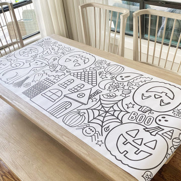 Tiny Expressions Halloween Coloring Tablecloth For Kids - Rolled, No Creases 30' X 72' Giant Coloring Poster To Color On - Halloween Activities For Kids