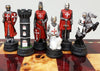 Medieval Times RED and White Crusades Maltese Armored Knight Chess Men Pieces Set NO Board