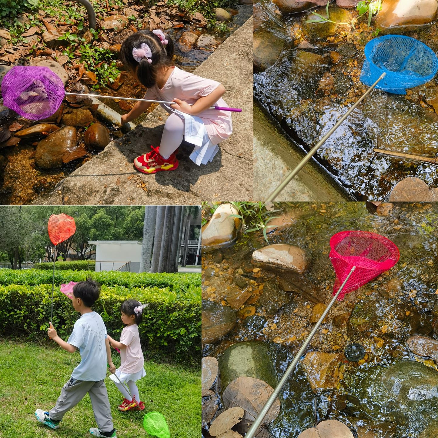 2 Pack Telescopic Butterfly Nets - Great For Catching Insects Bugs Fishing - Outdoor Toy For Kids Playing - Extendable From 6.8'