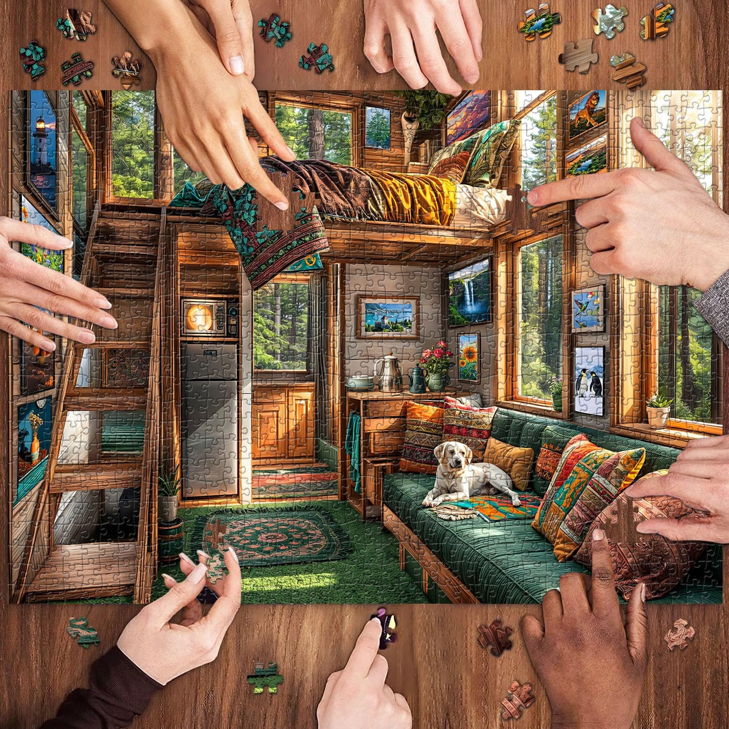 TangComplete - Forest House Puzzles for mature-themeds 1000 Piece Jigsaw Puzzles for mature-themeds mature-themed Challenging Game Toys Impossible Puzzle Family Decoration Puzzle