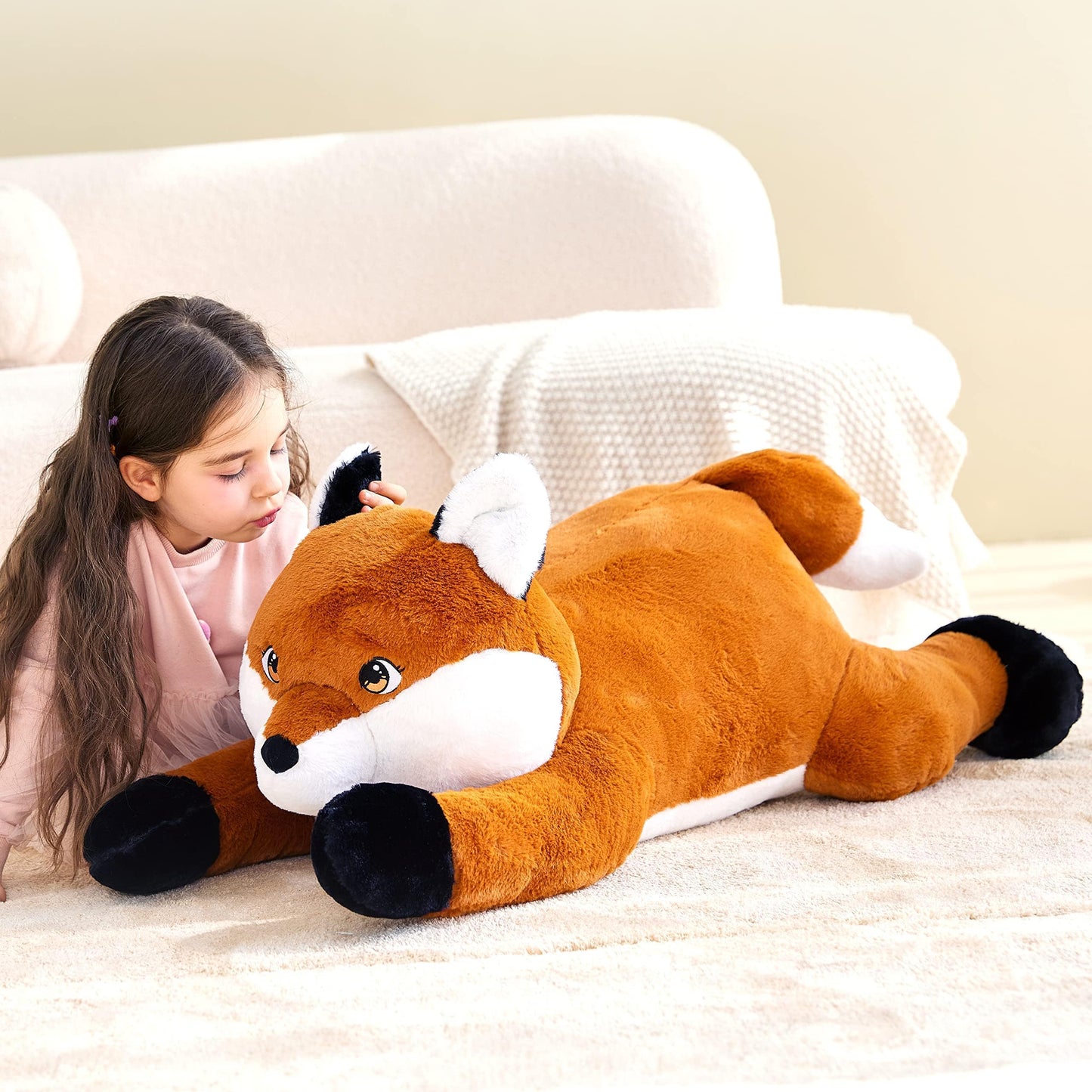 Ikasa Giant Fox Stuffed Animal Plush Toy, 30' Large Big Soft Toys For Kids Girls Boys Girlfriend Childrens