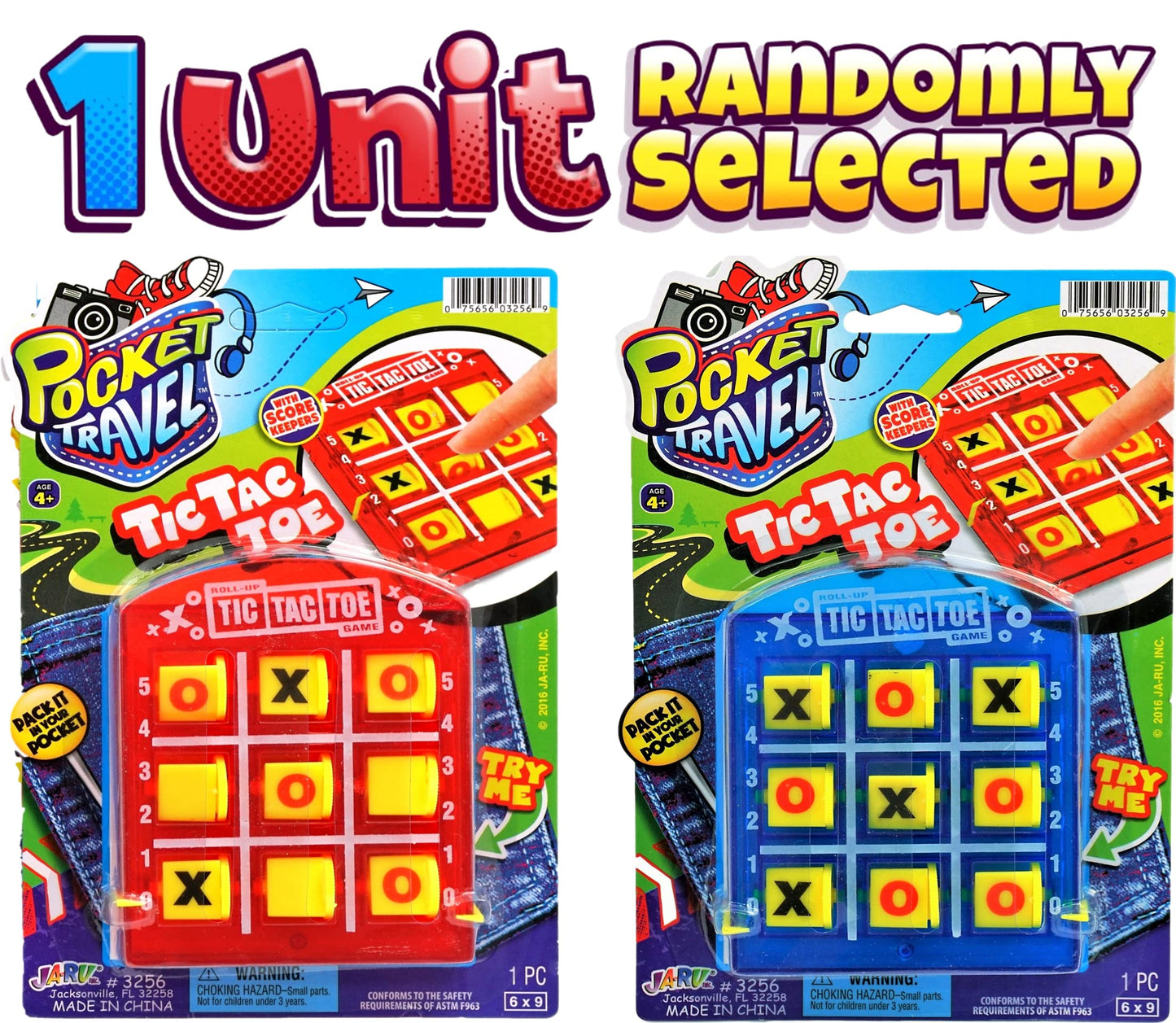 Ja-Ru Portable Tic Tac Toe (1 Pack) Classic Mini Board Games For Kids. Pocket Travel Size. Party Favor Birthday Stocking Stuffer. 3256-1
