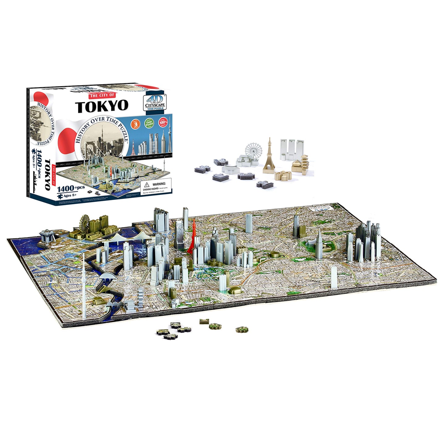 4D Cityscape Tokyo Time Puzzle - 3D City Model Building Kit for Ages 14+ - Fun Educational Gift for Puzzle Lovers