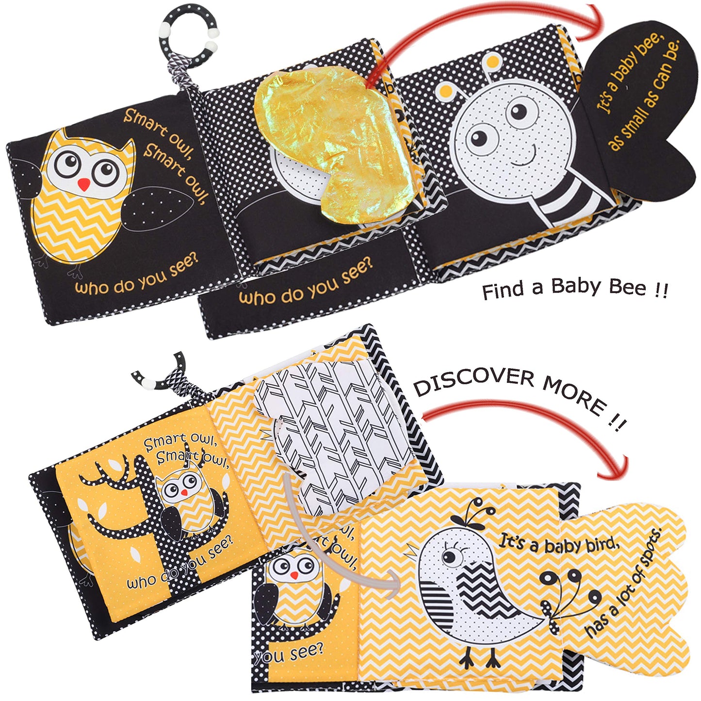Touch And Feel Cloth Crinkle Books For Babies Infant, Baby Books Toys 0-3-6-12 Months, Christmas Shower Baby Gifts, High Contras