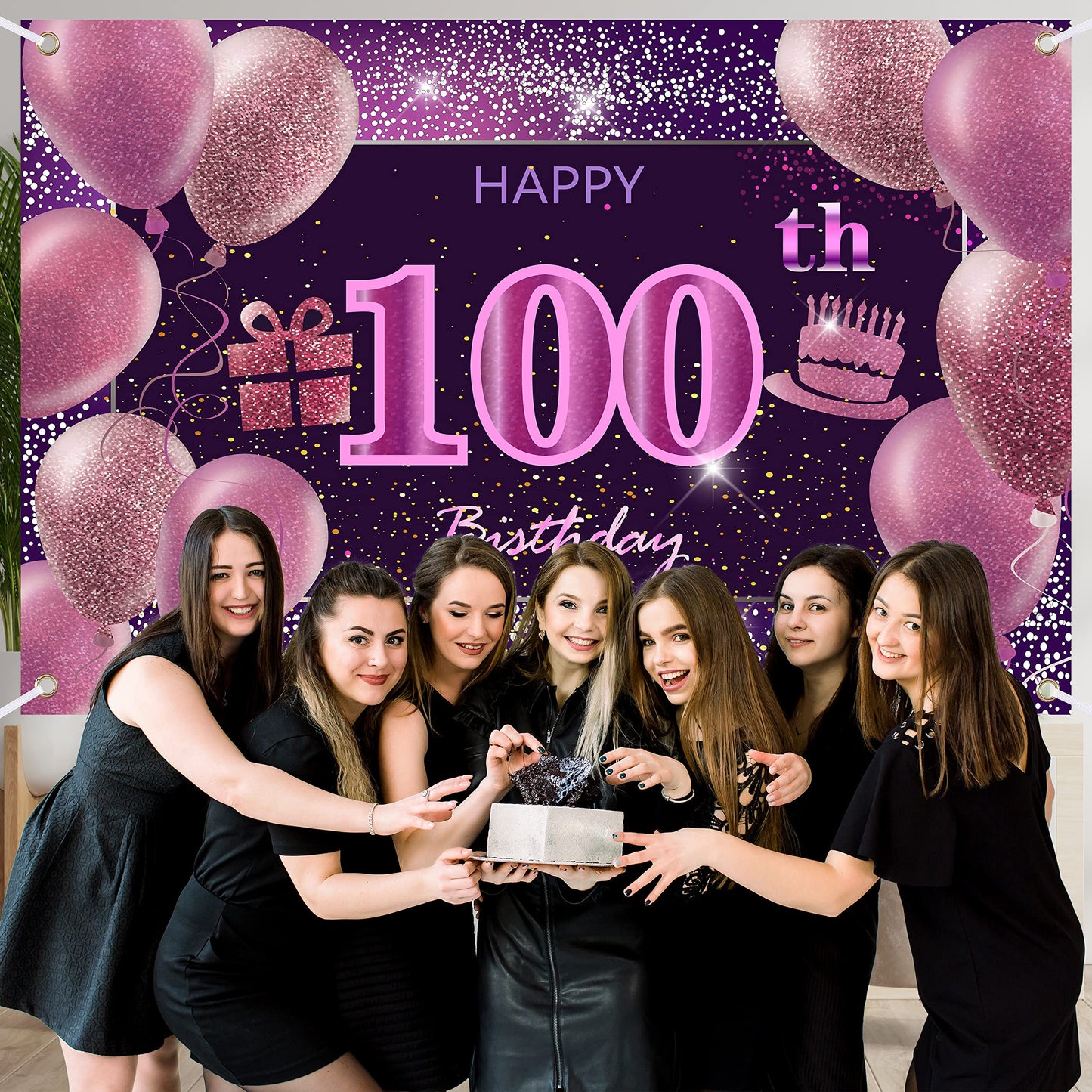 100Th Birthday Decorations For Girls Happy Birthday Banner Pink Decorations For A Party Birthday Backdrop For Women