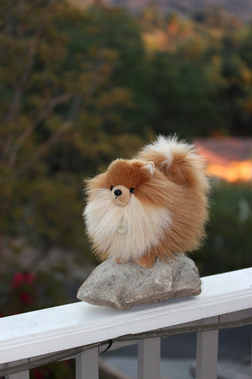 Aurora Realistic Miyoni Pomeranian Stuffed Animal - Lifelike Detail - Cherished Companionship - Brown 9 Inches