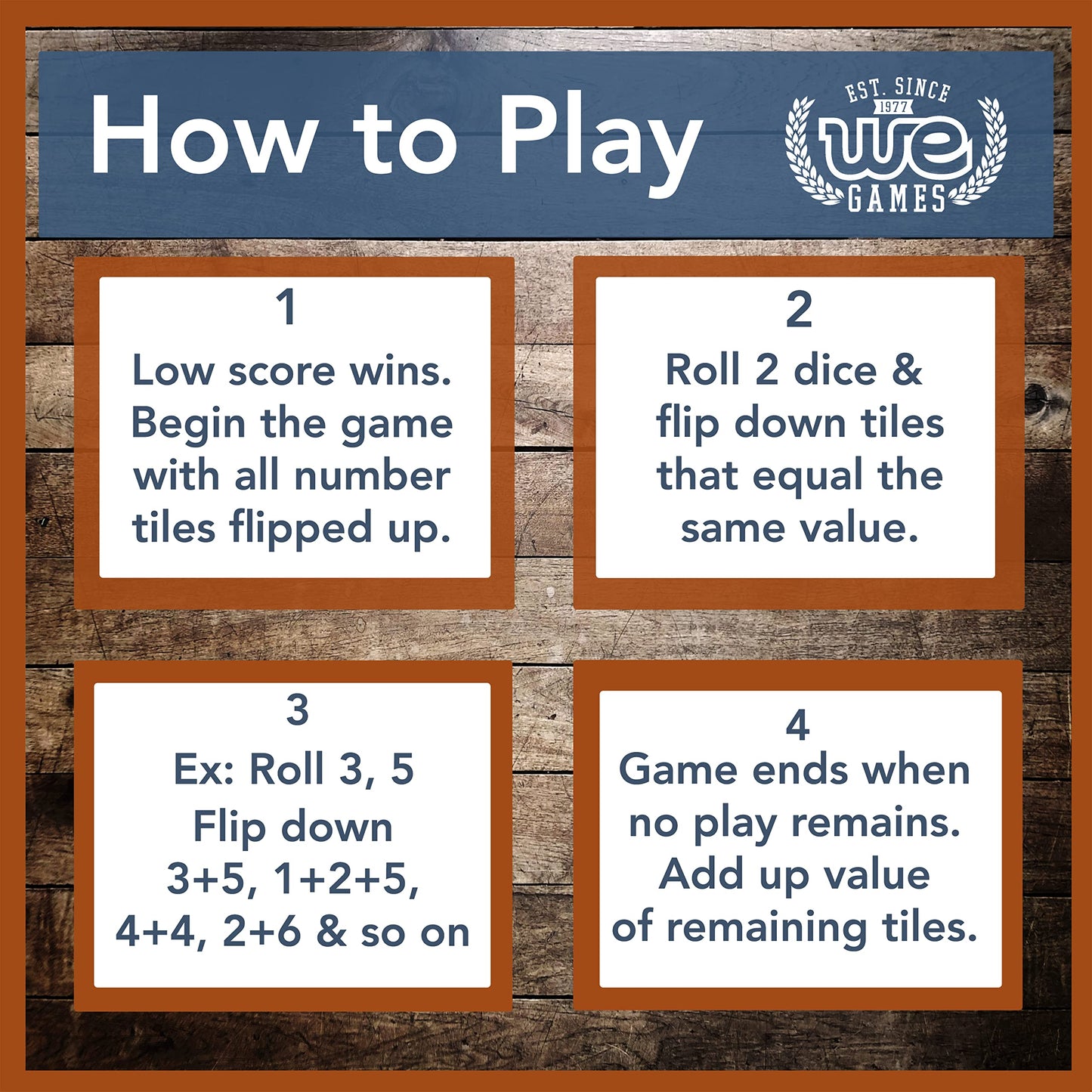 We Games Shut The Box Dice Game, Wooden Board Game For 1-4 Players, 14 Inches