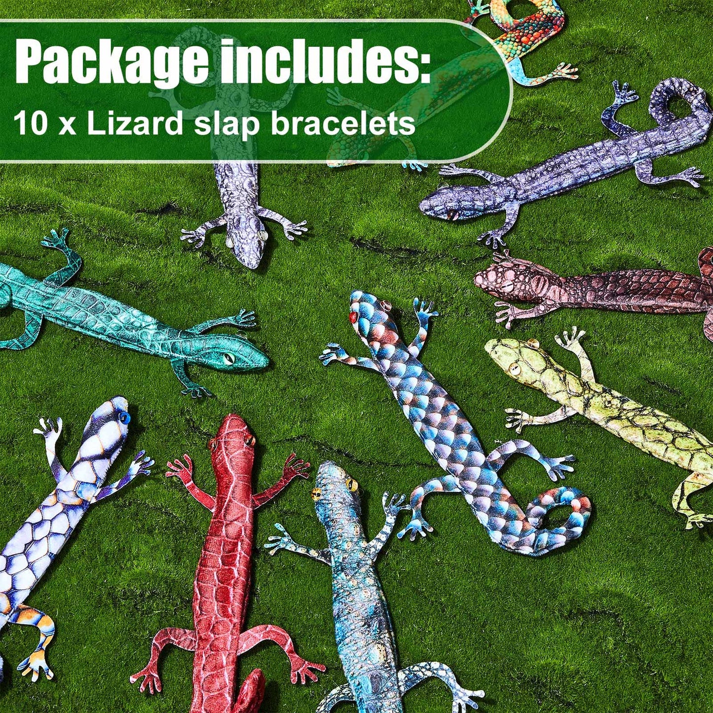 Chivao 10 Pieces Assorted Slap Bracelet Lizard Snap Bracelet Sequin Animal Slap Bracelets Cool Halloween Snap Bracelets for East
