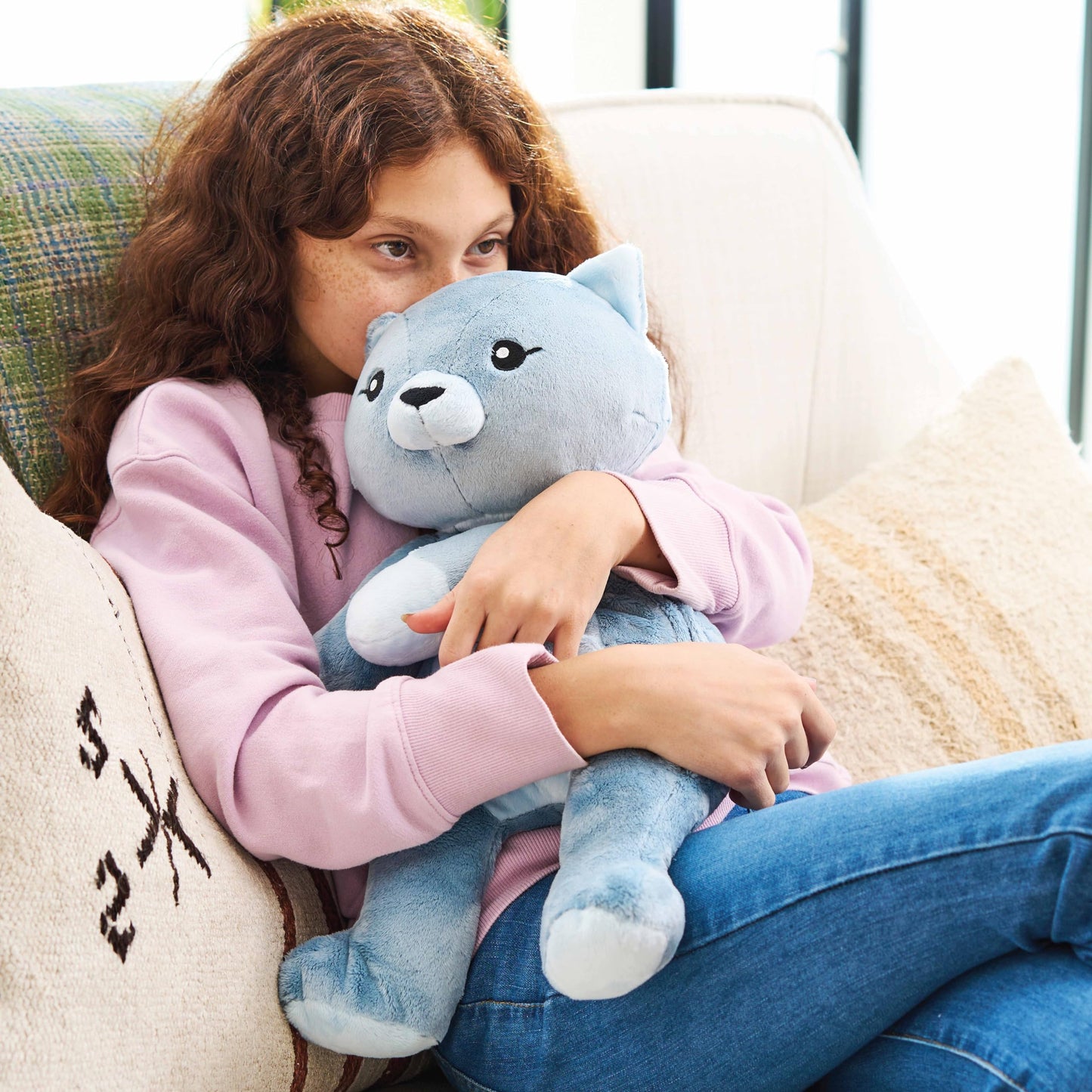 Hugimals Frankie The Cat 4.5 Lb Heavy Cute Weighted Comfort Plush Large Unscented Self Care Stuffed Animal For All Ages - Kids, Teens And Adults