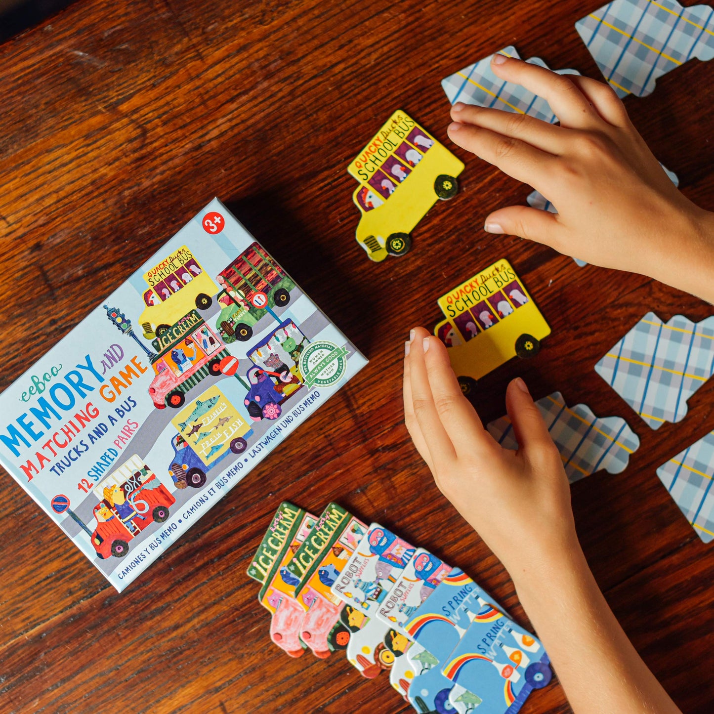 Eeboo: Trucks And A Bus Little Memory Matching Game, Developmental And Educational, Sharpens Recognition, Concentration And Memory, Perfect For Ages 3 And Up
