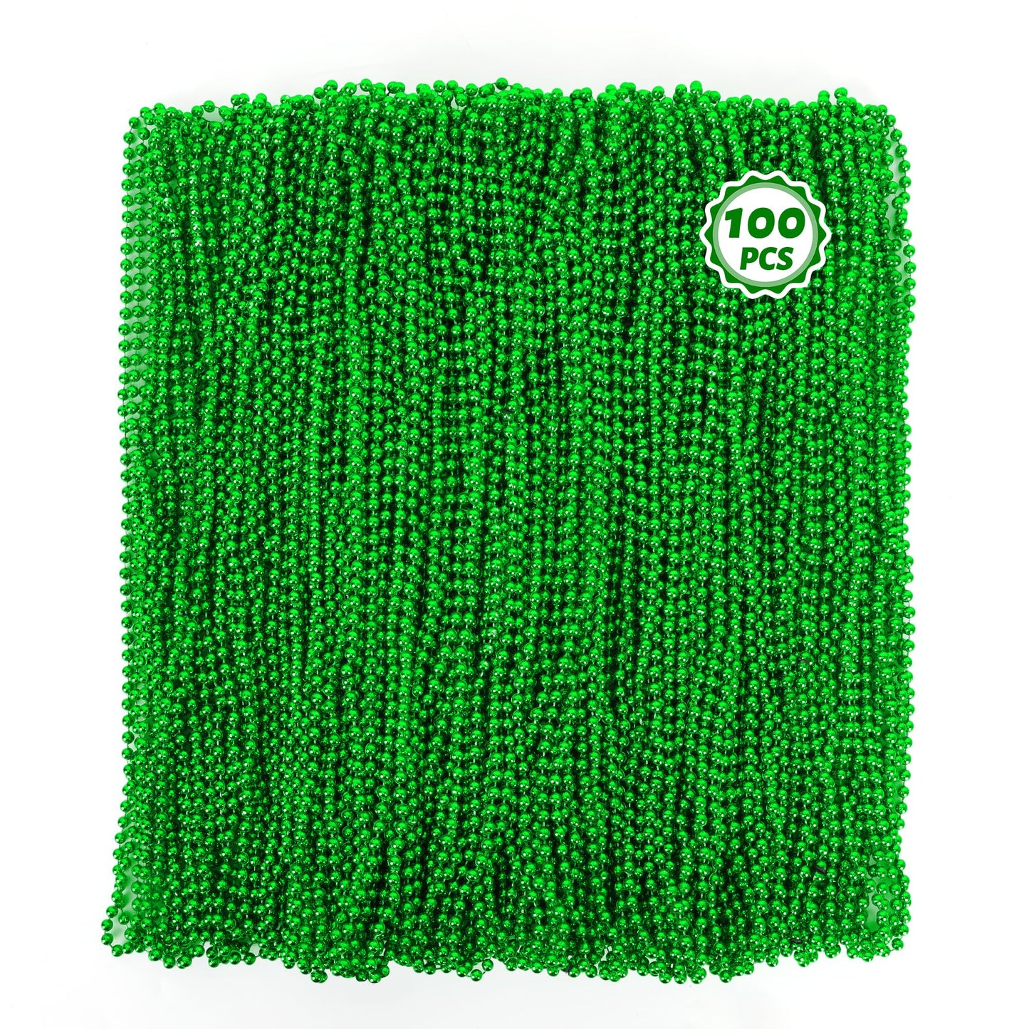 100 Pcs St Patricks Day Beads Necklace, Mrdi Gras Beads Bulk, 33 Inches Round Beads Necklace Accessories Set, Luck Irish Beads P