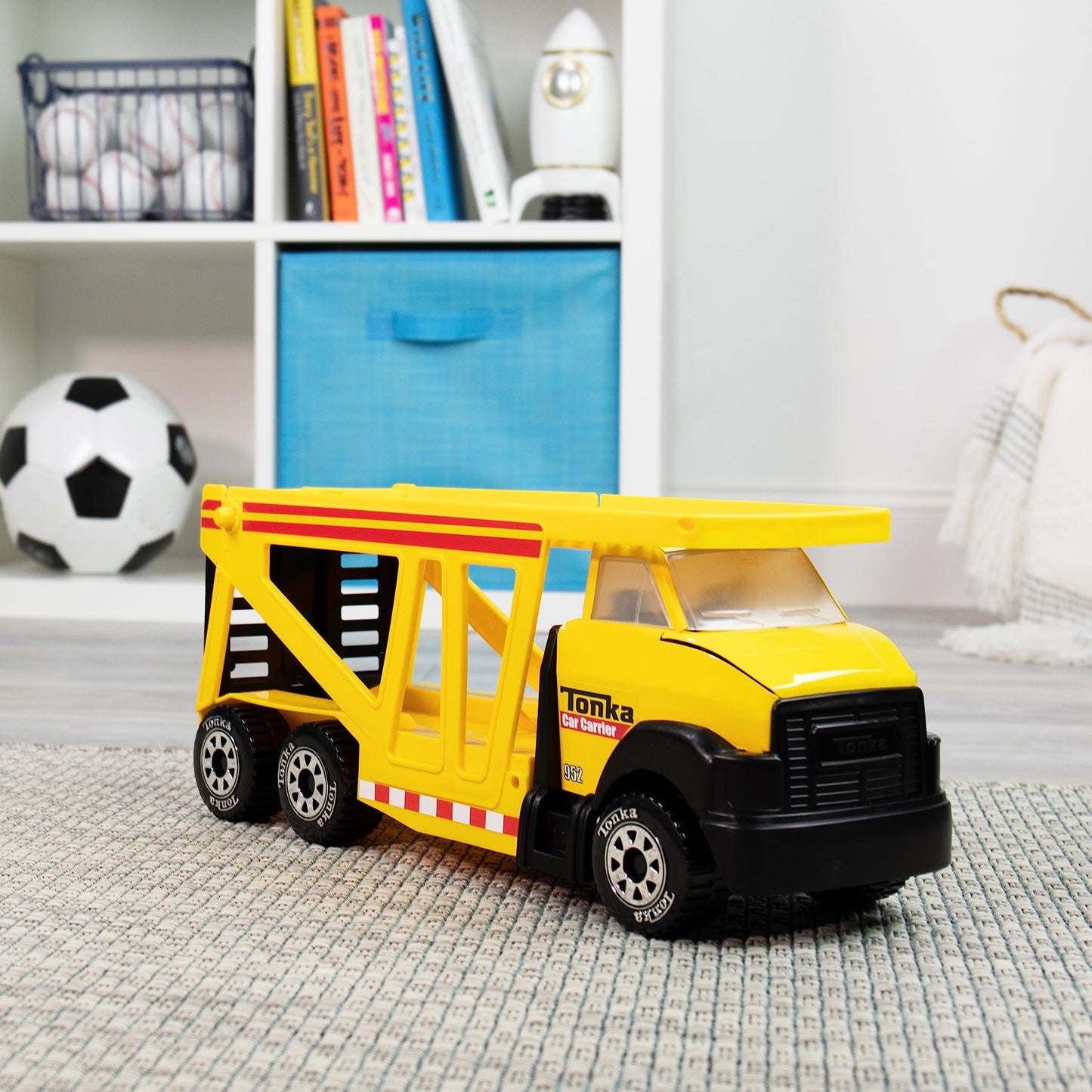 Tonka Steel Classics, Classic Car Carrier - Made with Steel and Sturdy Plastic, Yellow Friction Powered, Boys and Girls, Toddler