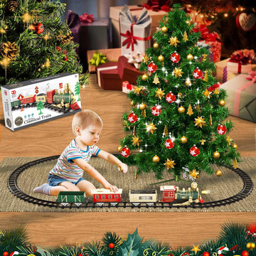 Juqu Train Set-Electric Train Sets For Boys Toddlers Classical Train Toys,Battery-Powered Locomotive Engine With Sound And Light