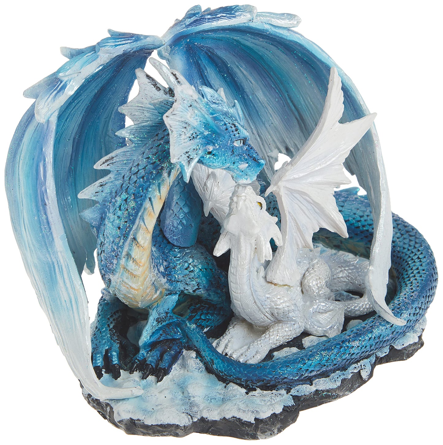 Stealstreet Ss-G-71533 Light Blue Dragon Mom With White Baby Statue Figurine, 7'