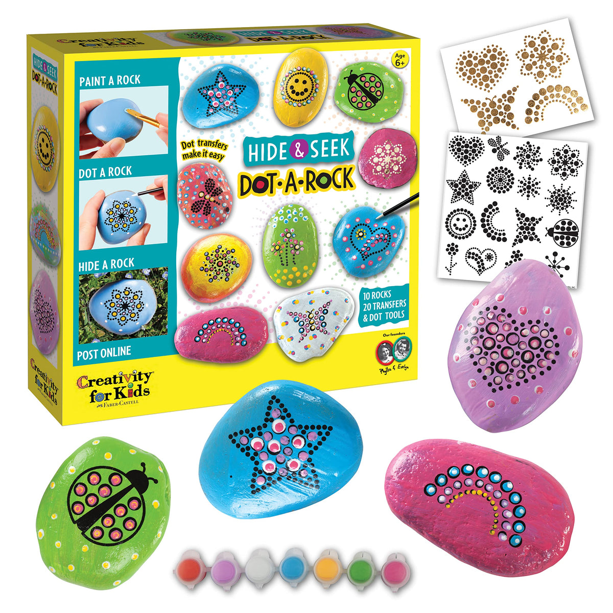 Creativity for Kids Hide and Seek Dot A Rock: Paint and Hide 10 Mandala Rocks Rock Painting Kits for Ages 68, Kids Craft Kit