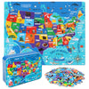 Lelemon United States Map Puzzles For Kids Usa Map Jigsaw Puzzles In A Metal Box America Map Learning Educational Toys Gifts For Boys Girls