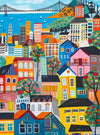 Cross & Glory - Bay Breeze & Bright Lights - 1000 Piece Jigsaw Puzzle For Adults | Vibrant San Francisco Folk Art Puzzle | Uniqu