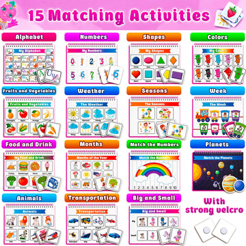 Curious 2 Learn Montessori Preassembled Busy Book For Toddlers Ages 3 And Up, Pre K Preschool Learning Activities Book - Autism Sensory Learning & Education Toys Kindergarten Workbook (Pink)