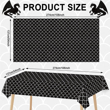3 Pack Dragon Birthday Party Decoration Supplies Black Dragon Birthday Party Tablecloth Plastic Waterproof Dragon Table Cover Fo