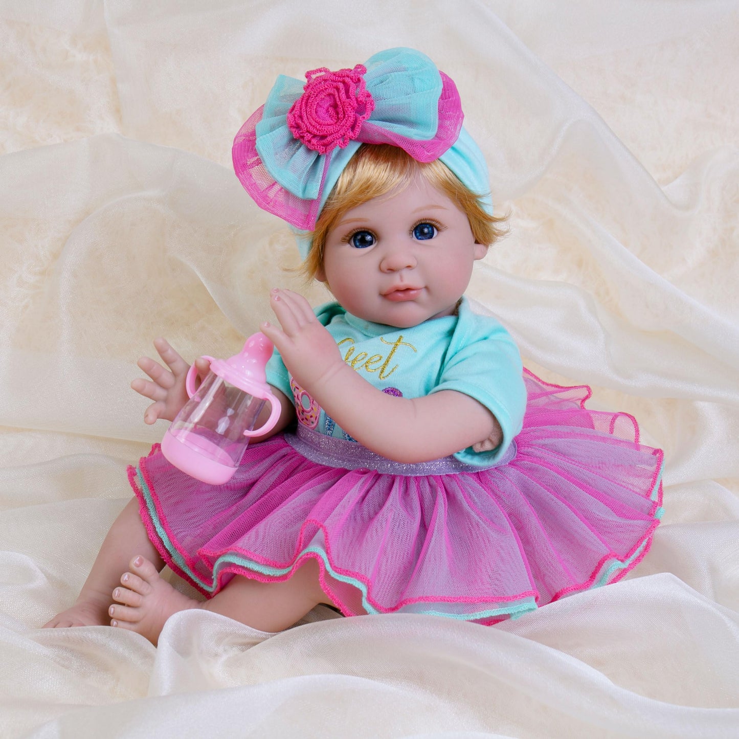 Milidool Reborn Baby Dolls, Realistic Newborn Baby Girl Doll, 22 Inch Lifelike Newborn Girl Doll Weighted Doll Girl With Feeding Toy Accessories Set, Great Gift Set For Grandma Kids 3+