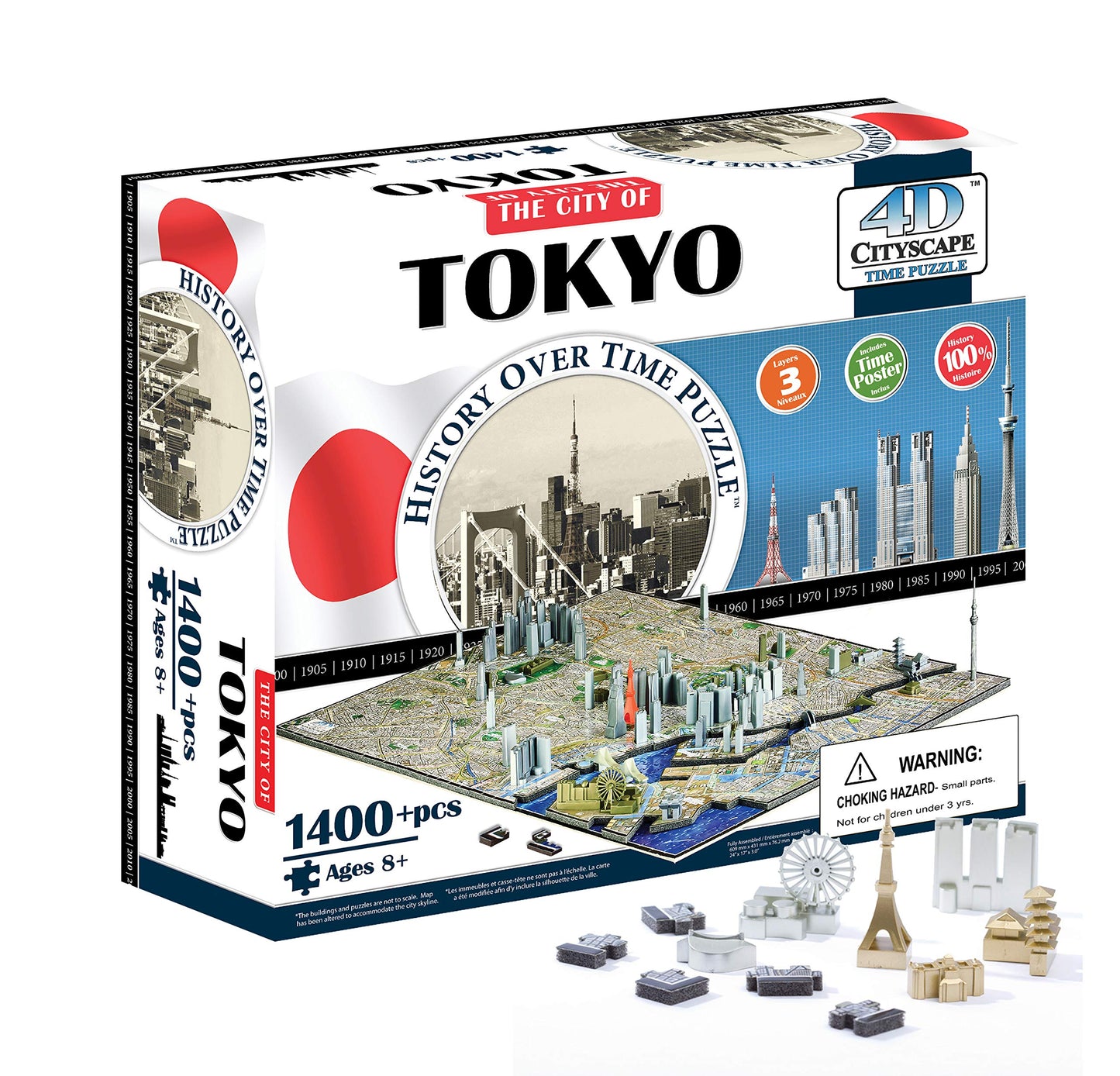 4D Cityscape Tokyo Time Puzzle - 3D City Model Building Kit for Ages 14+ - Fun Educational Gift for Puzzle Lovers