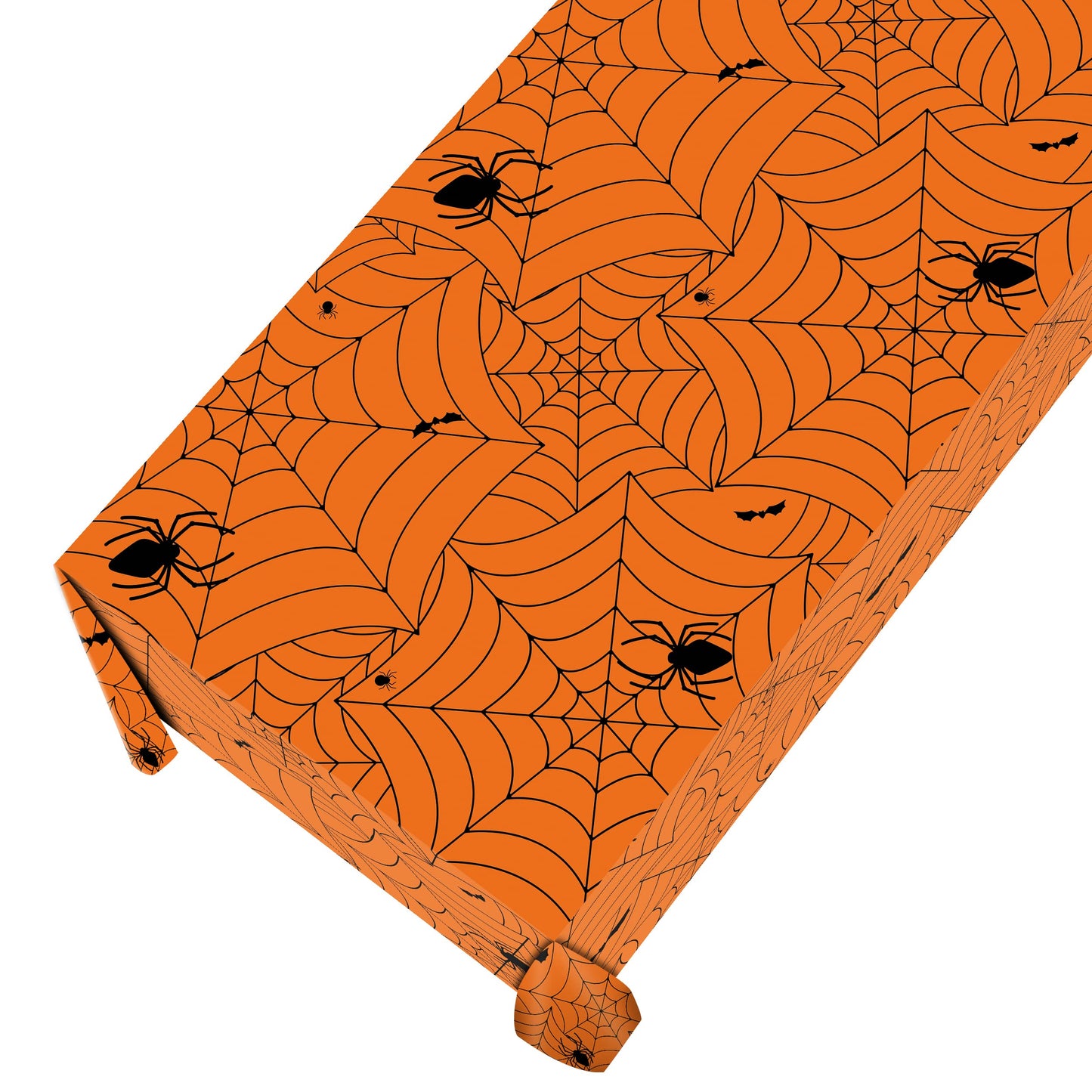 Halloween Tablecloth 3Pcs Orange Spider Web Tablecloth Halloween Party Decorations Supplies Rectangular Spider Cobweb Plastic Table Cover For Halloween Baby Shower, Birthday Decorations - 54' X 108'