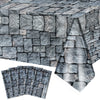 Cobblestone Tablecloth Stone Printed Table Cover Medieval Table Decoration Plastic Tablecloth Stone Brick Tablecovers For Medieval Castle Knight Themed Party, 4.3 X 7.2 Feet(Medieval Style, 5 Pcs)