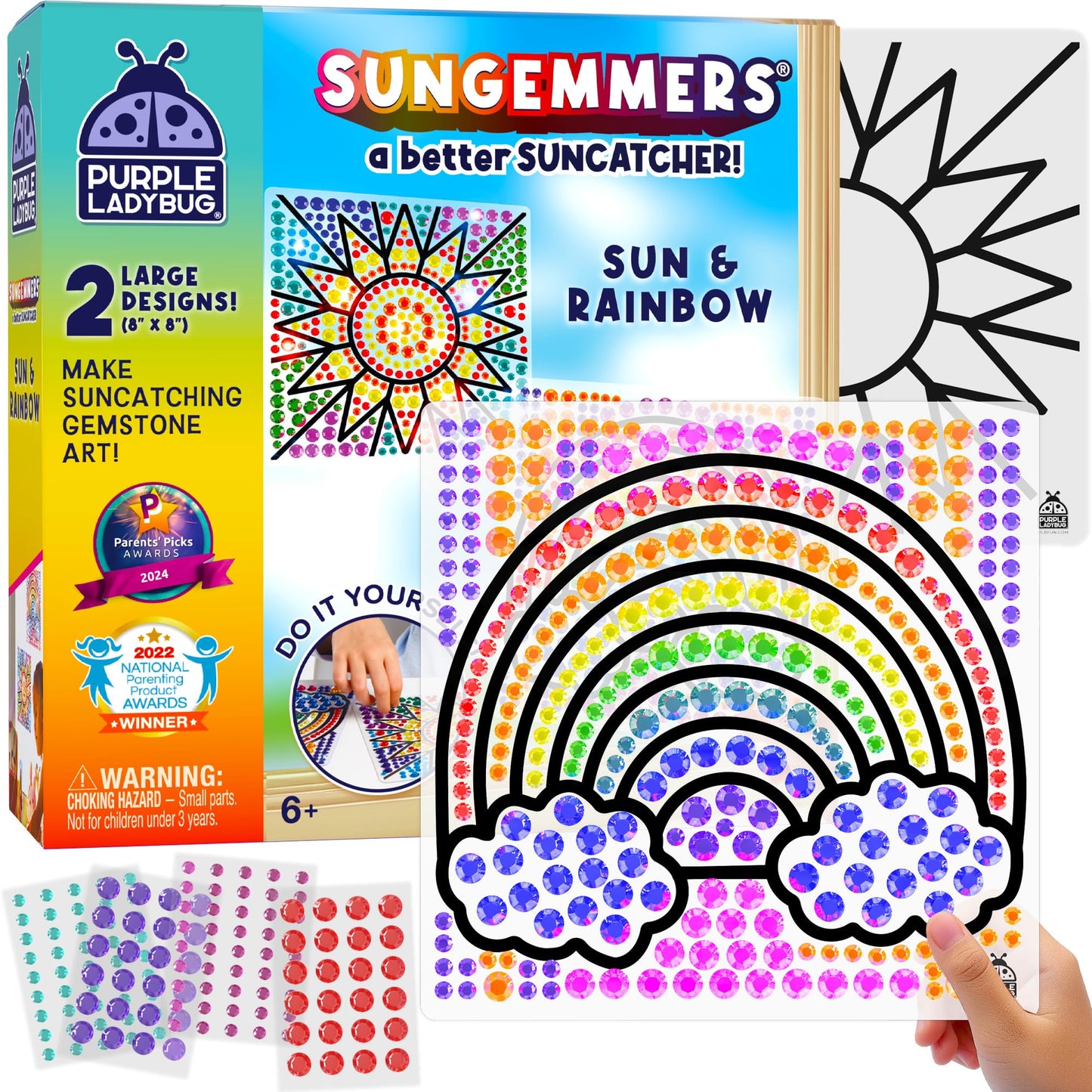Purple Ladybug Sungemmers Window Gem Art Suncatcher Kits – Easter Gift Basket Stuffers For Kids, Birthday Gifts For Girls & Boys, Crafts For Ages 4-10, Fun Diy Art Kit For Kids 6-12