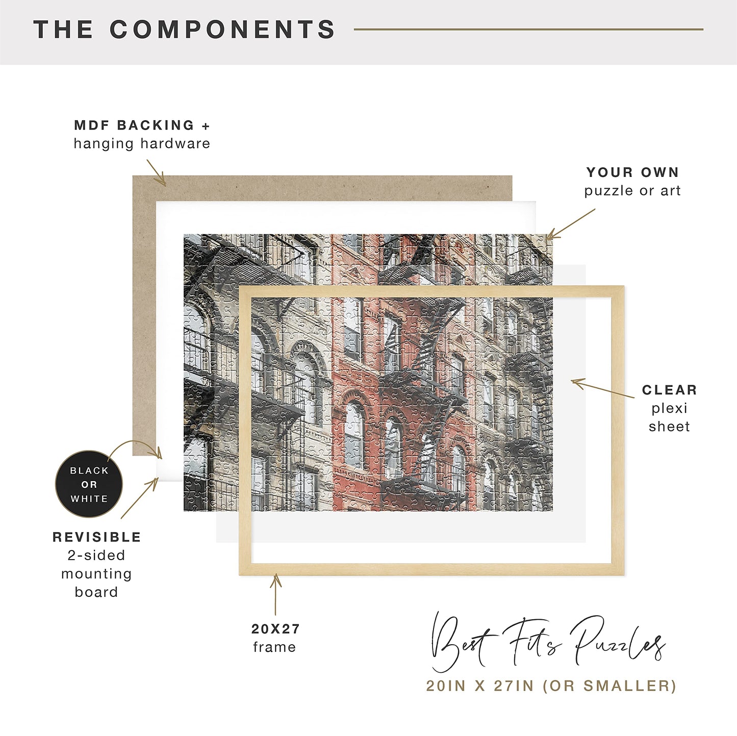 MCS Frame for Puzzles, Natural, 20 x 27 in or smaller