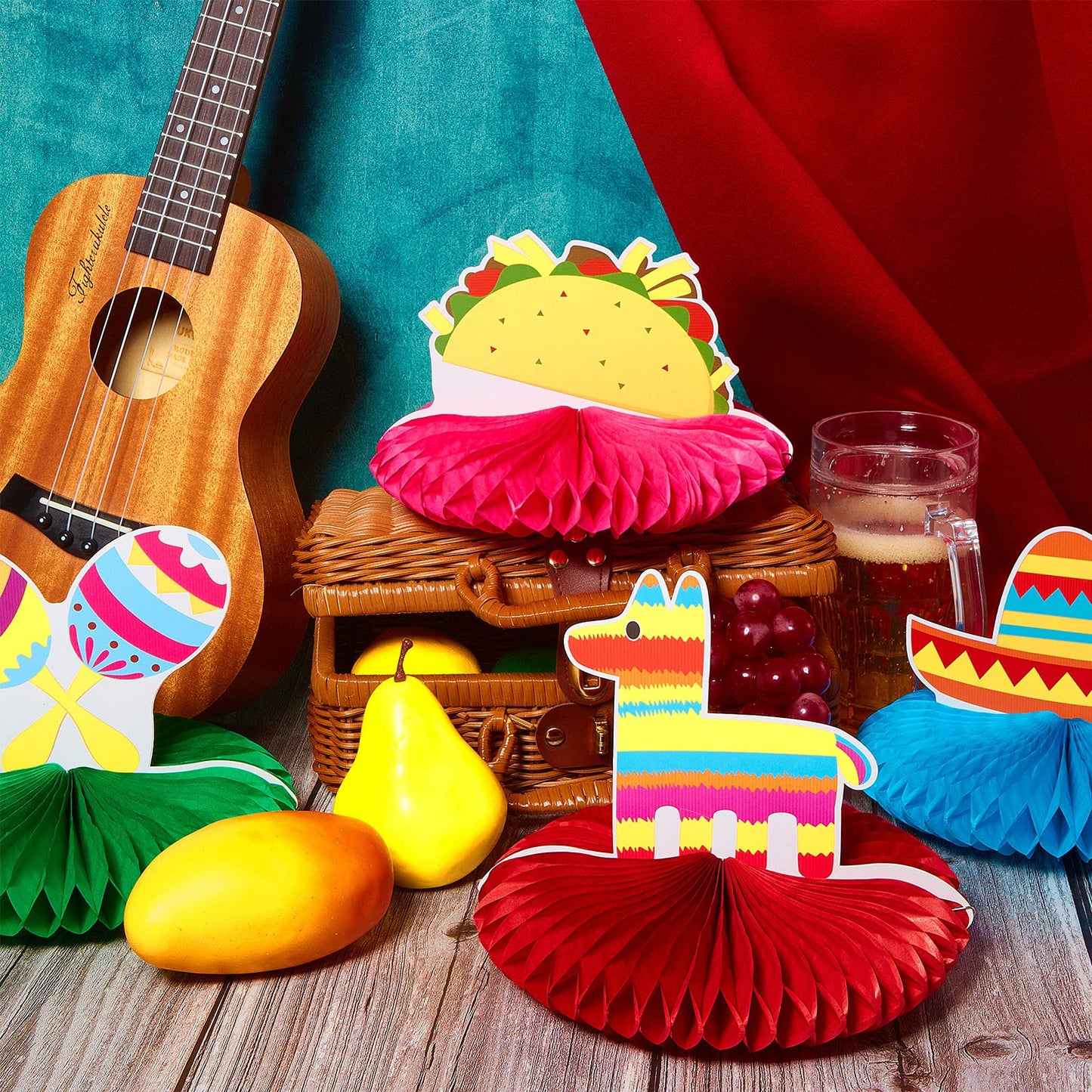 9 Pieces Fiesta Mexican Party Table Decorations Fiesta Honeycomb Mexican Table Centerpieces 8 Cinco De Mayo Party Decorations fo