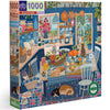 eeBoo Piece and Love Blue Kitchen 1000 Piece Square mature-themed Jigsaw Puzzle/Ages 14+ (PZTBUK)