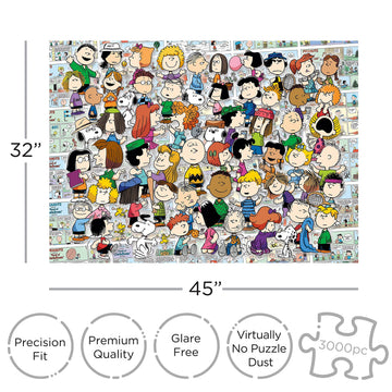 AQUARIUS 3000 Piece Jigsaw Puzzle - Peanuts Cast, Glare Free, 32x45 Inches, Multicolor, Model 68516