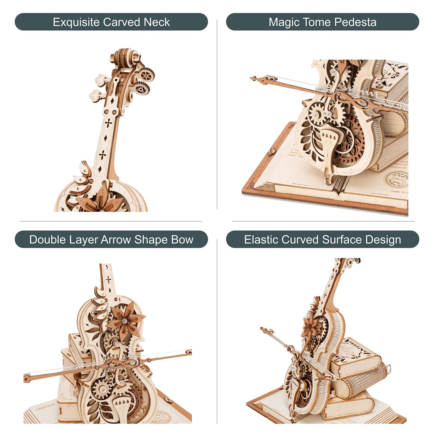 Robotime Wooden Music Box Puzzles For Adults Amk63 Magic Cello, 3D Wooden Puzzles For Adults/Teens Wooden Model Kits To Build, House Warming Musical Gift Hobby Kit Stem Toy Home Decor
