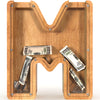Sulevalt 12 Extra Large Wooden Letter Piggy Banks - Piggy Banks for Boys Girls Kids Alphabet Money Banks with Initial M - Coin Banknote Bank Birthday/Christmas for Kids