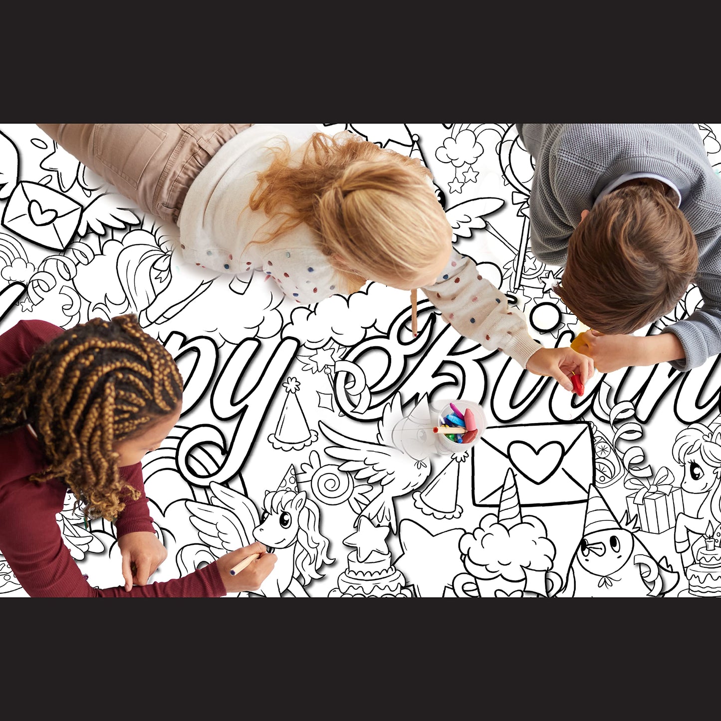 Young N Refined Coloring Table Cloth Birthday Party Activity Page Paper Liner Fairy Princess Unicorns (72x30)