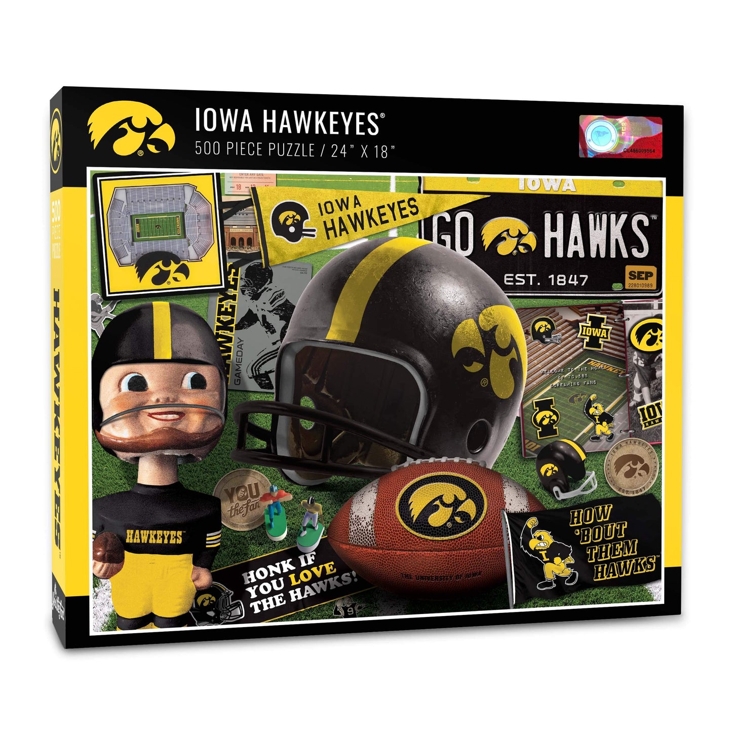 Youthefan Ncaa Iowa Hawkeyes Retro Series Puzzle - 500 Pieces, Large