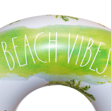 Rae Dunn x CocoNut Float Beach Vibes Palm Tree Pattern Ring Float - mature-themed Size Large 48 Inch Inflatable Raft & Durable Water Inner Tube - Stable Ride-On for Summer Parties & Swim Events