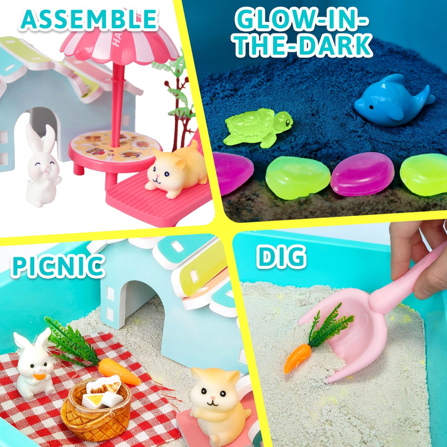 Carolart Pet Sensory Bin,Hamster And Rabbit Habitat,Animal Sensory Sand Kit For Boys And Girls, Pet Sensory Toys,Summer Beach To