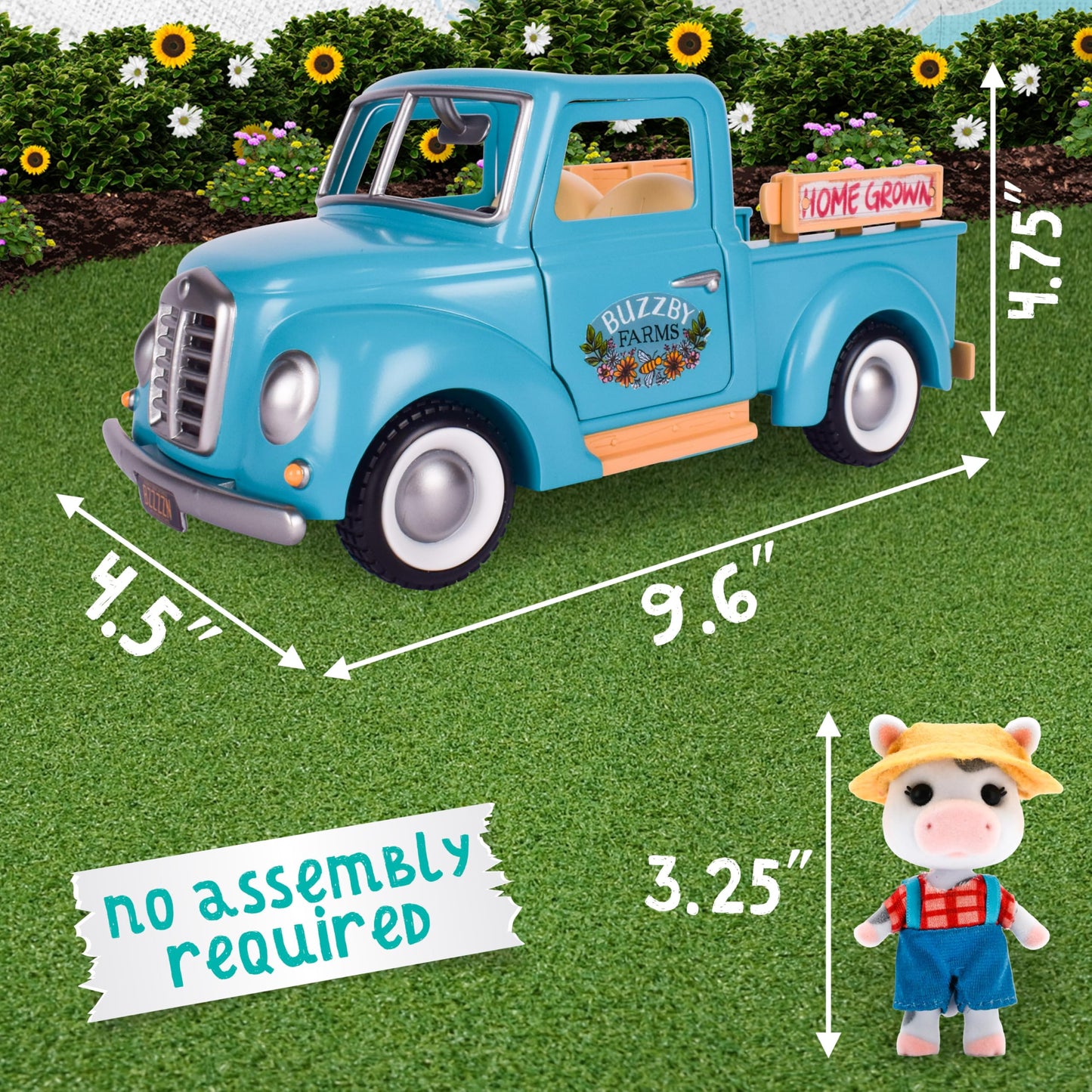 Honey Bee Acres Buzzby Farm Truck Vehicle Set, 10 Pieces, Plastic, Multi, Ages 3+ - Fun Miniature Doll Playset, Model 320913
