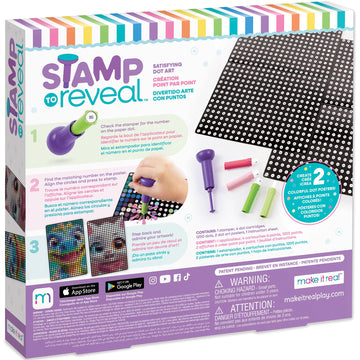 Make It Real: Stamp to Reveal: 2 Characters - Cool Cat & Smily Dino - DIY 2 Dot Posters, 11 x 16.5, Craft Kit, Artwork Activity,