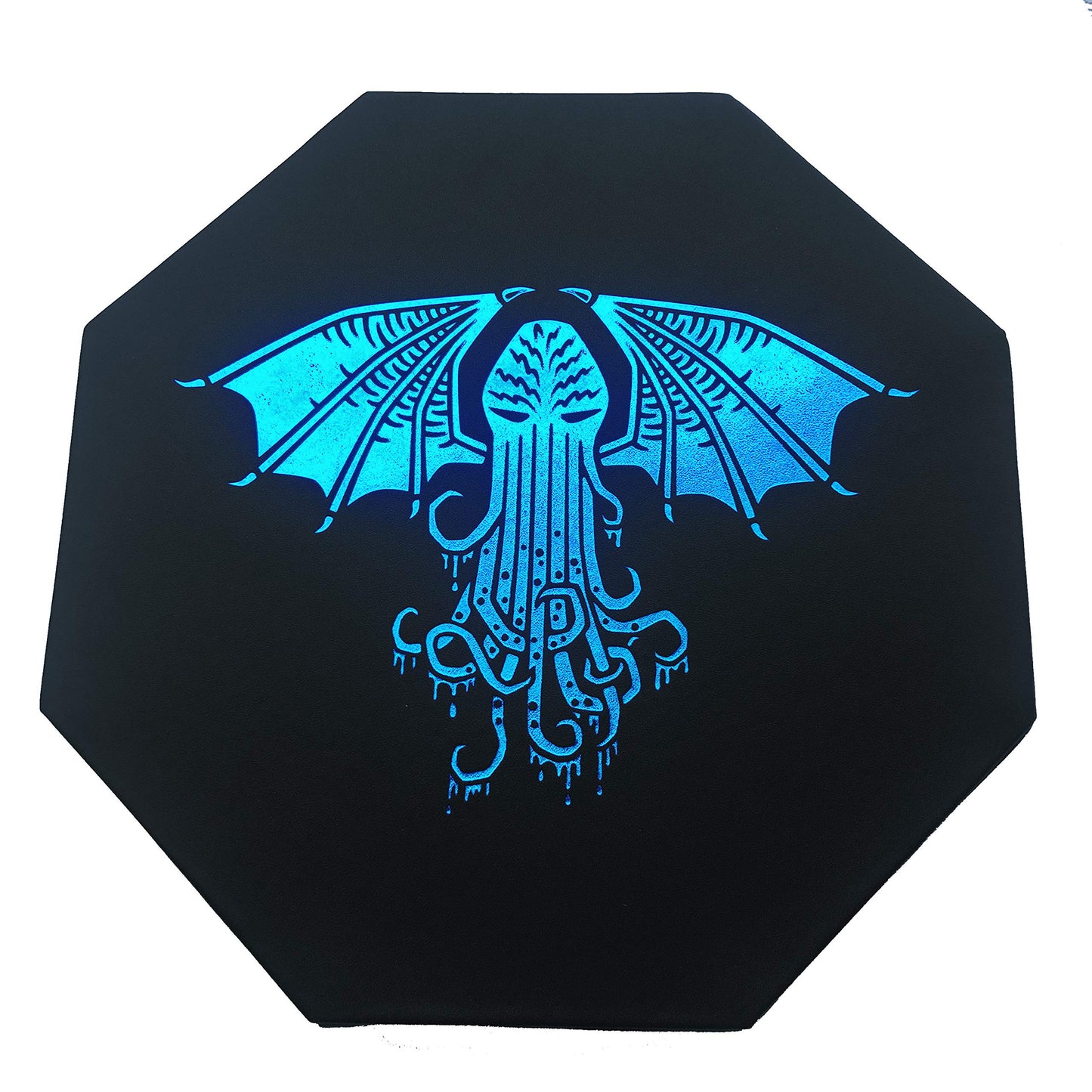 Fantasydice-Cthulhu Tome-Blue- Dice Tray - 8'' Octagon with Lid and Dice Staging Area- Holds 5 Sets(7 Dice Set/Standard) for All