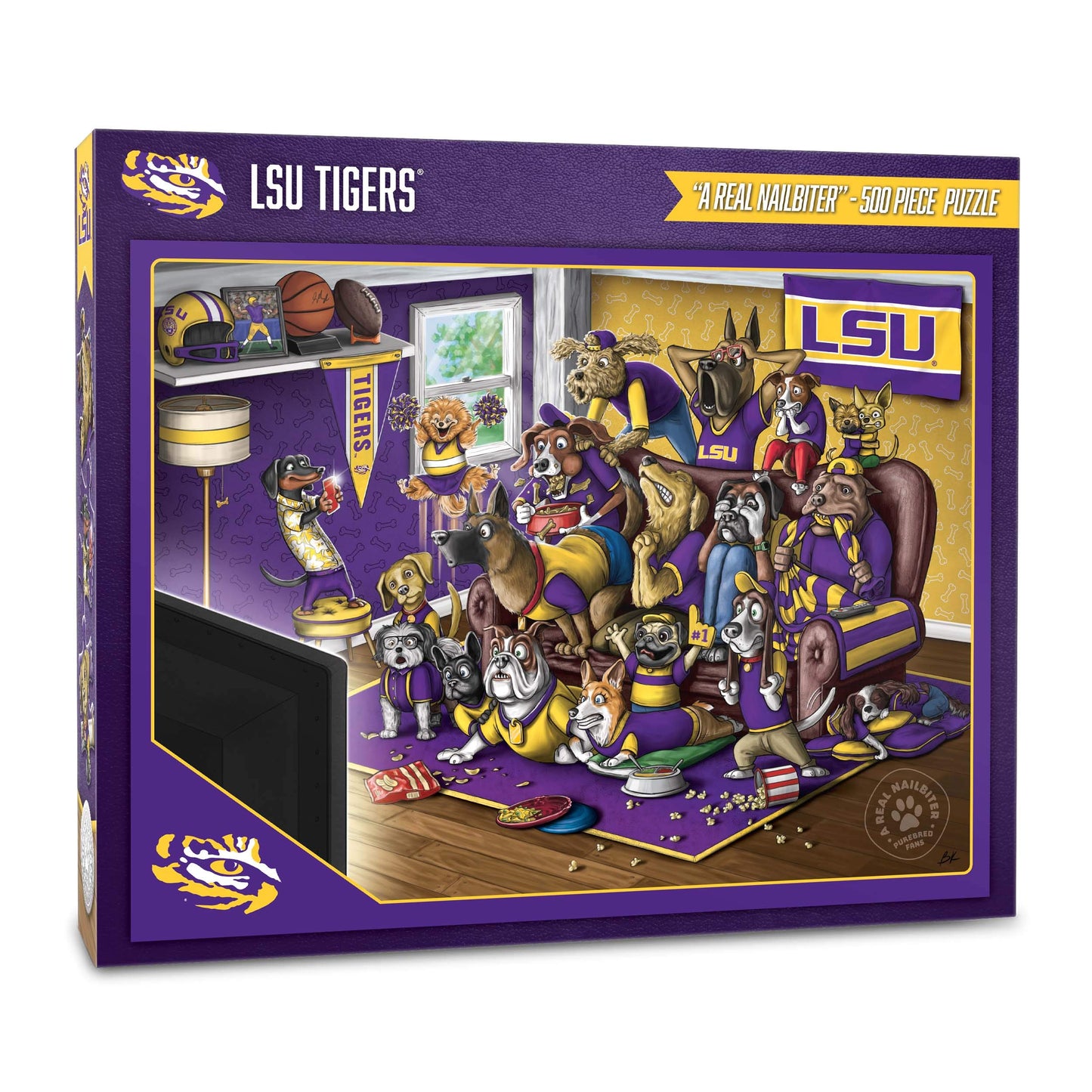 Youthefan Ncaa Lsu Tigers Purebred Fans 500Pc Puzzle - A Real Nailbiter